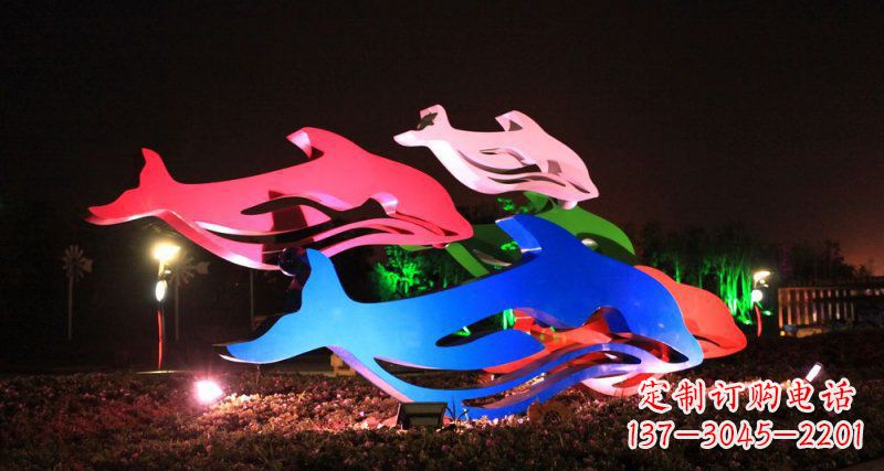 广州抽象海豚公园不锈钢雕塑