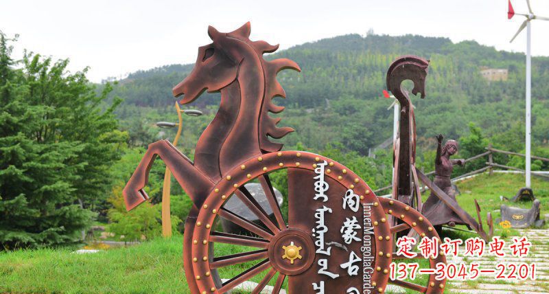 广州传承历史魅力,不锈钢马车雕塑悠然屹立