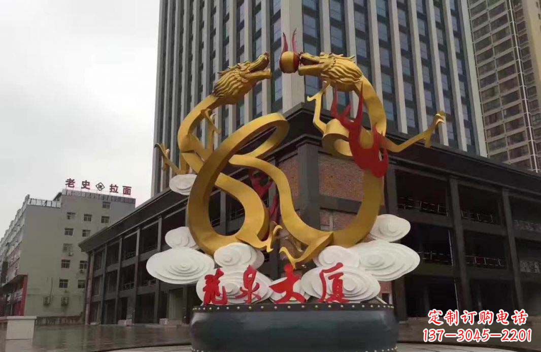 广州精美的双龙戏珠不锈钢雕塑