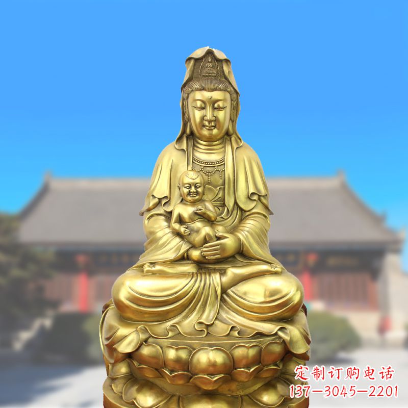 广州纯铜观音坐像