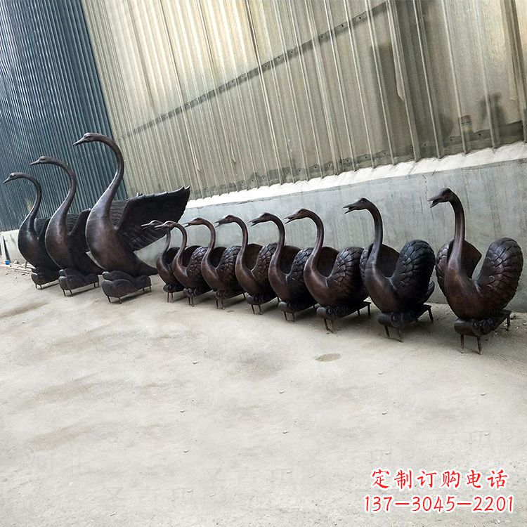 广州纯铜铸造喷水天鹅