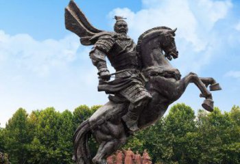 广州曹操骑马铜雕塑象征勇猛、英雄气概