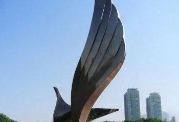 广州不锈钢翅膀雕塑象征着自由的美