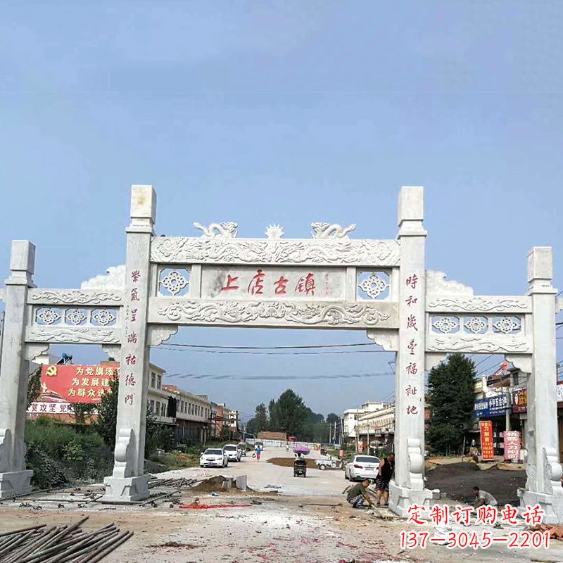 广州村镇牌坊雕塑传承百年文化