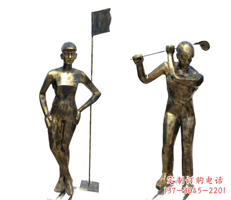 广州打高尔夫人物广场景观铜雕摆件