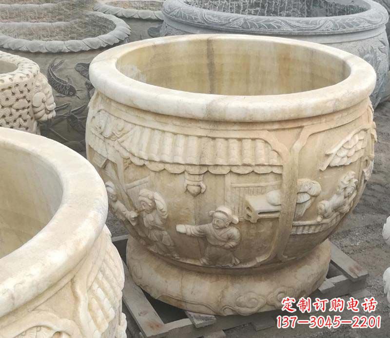 广州雕刻精美的大理石儿童水缸