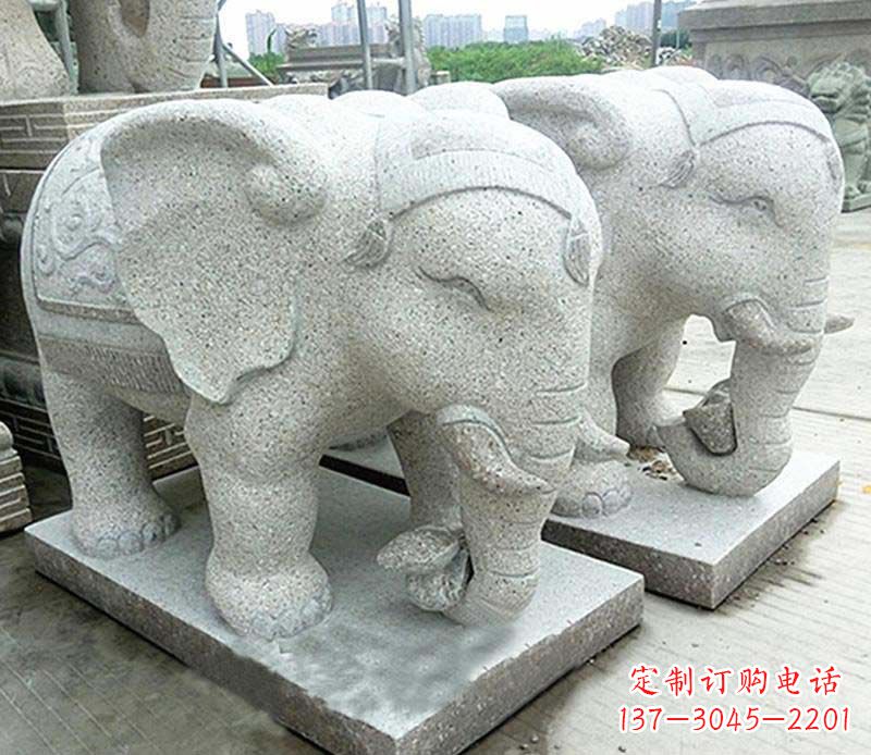 广州大理石制作的精美招财大象雕塑