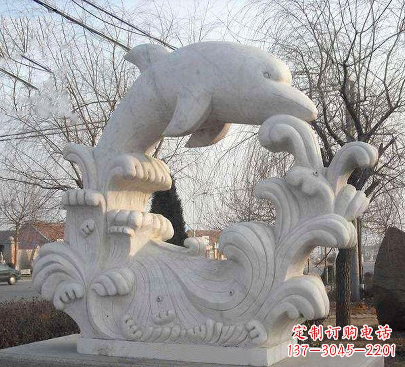 广州海豚浪花大理石雕塑