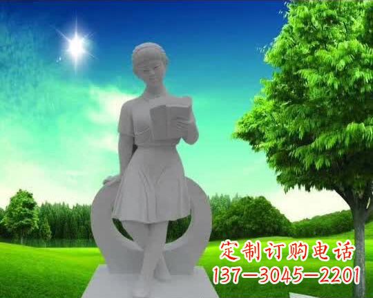 广州精致大理石“看书女孩”雕塑