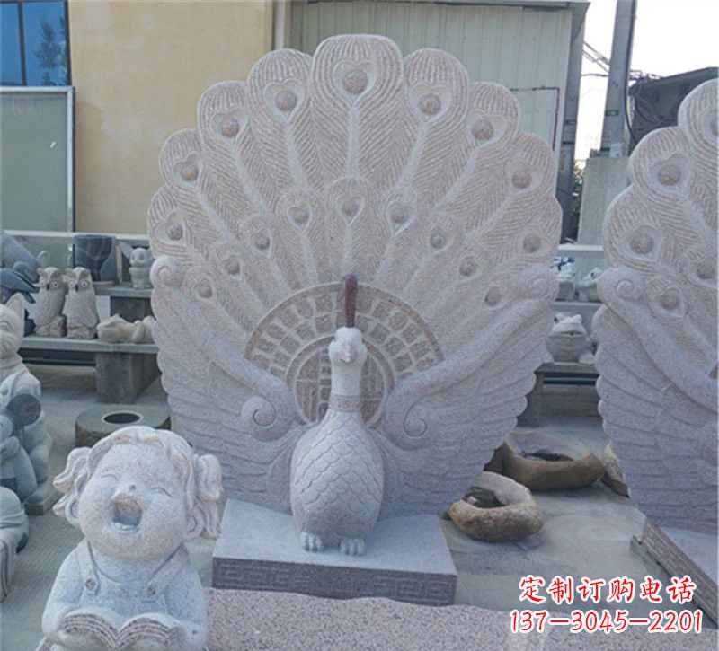 广州大理石孔雀开屏石雕