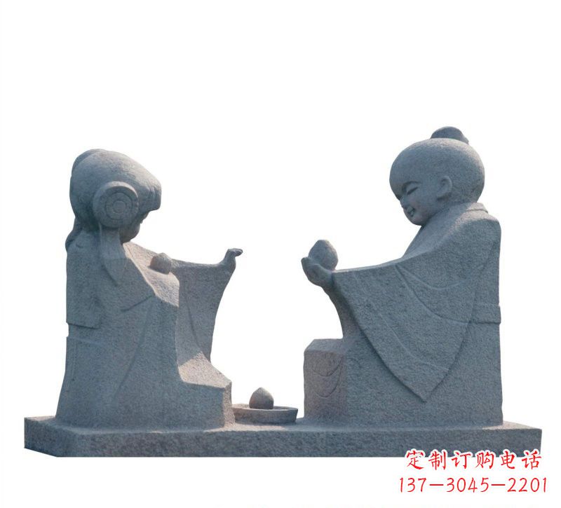 广州传统风情——大理石孔融让梨雕塑