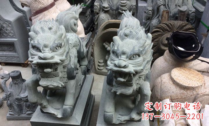 广州大理石立式麒麟门口镇宅石雕