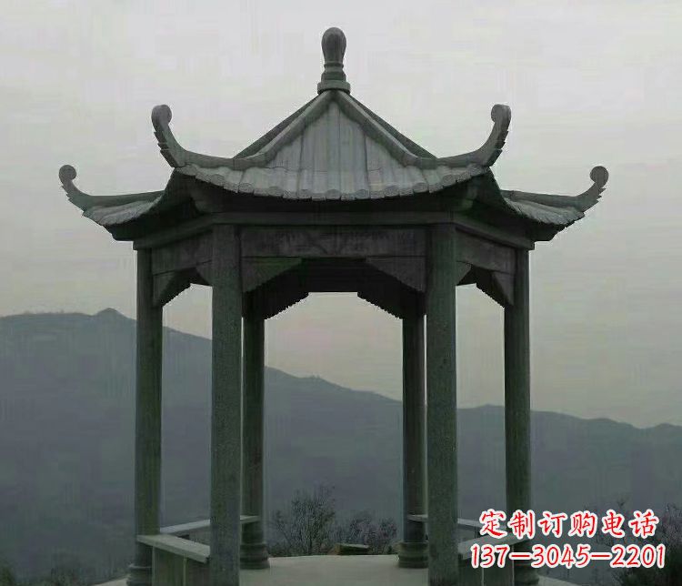 广州考究工艺,奢华大理石六角凉亭雕塑