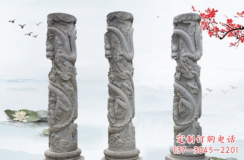 广州精美大理石龙柱雕塑