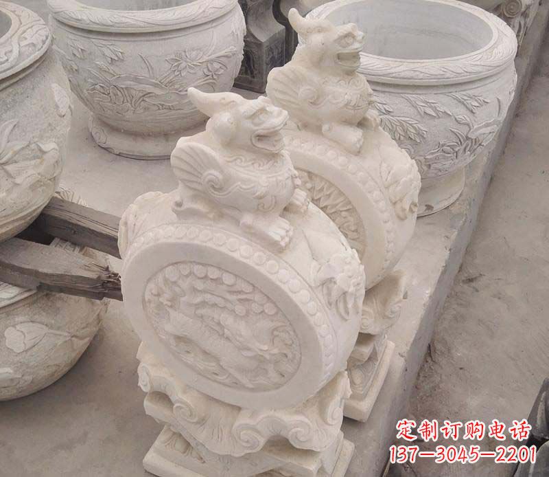 广州大理石貔貅抱鼓石雕塑