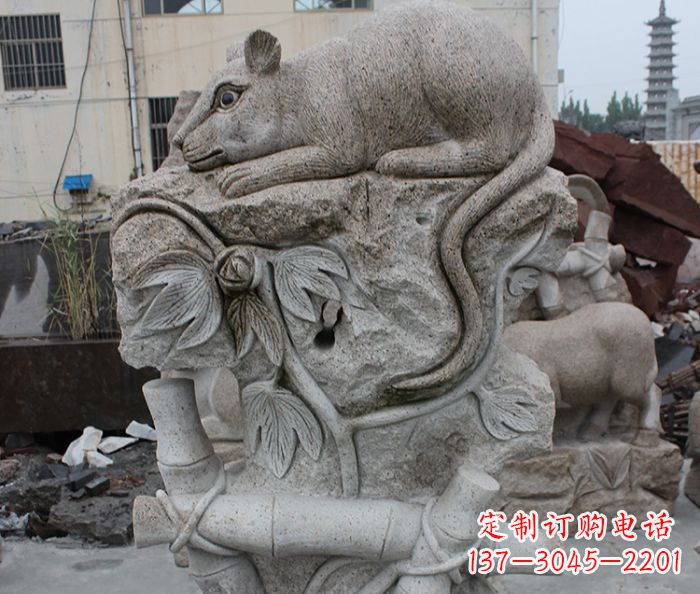 广州大理石生肖鼠石雕