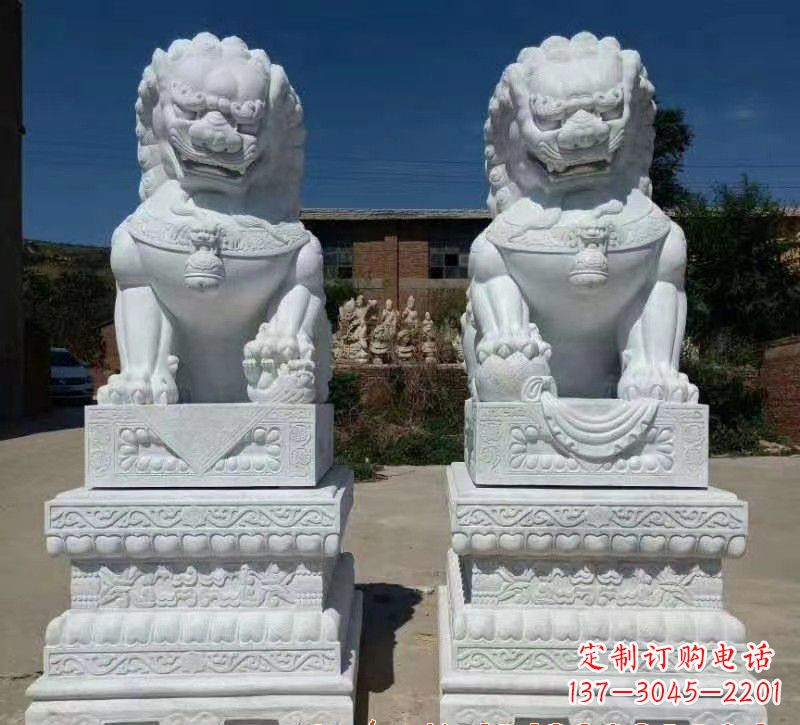 广州大理石狮子石雕,雕塑定制精美狮子