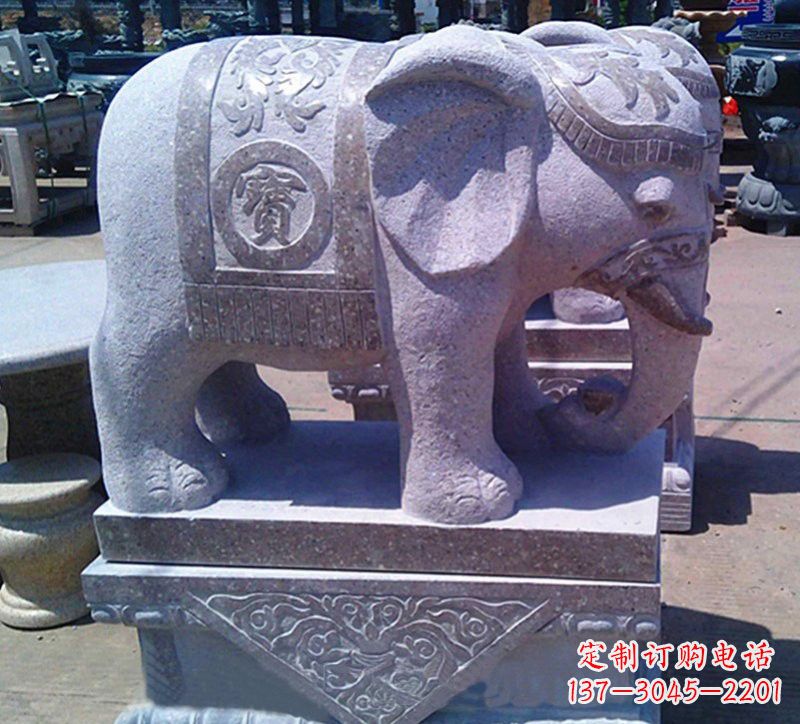 广州大理石石雕招财进宝大象,传递招财进宝的吉祥祝福