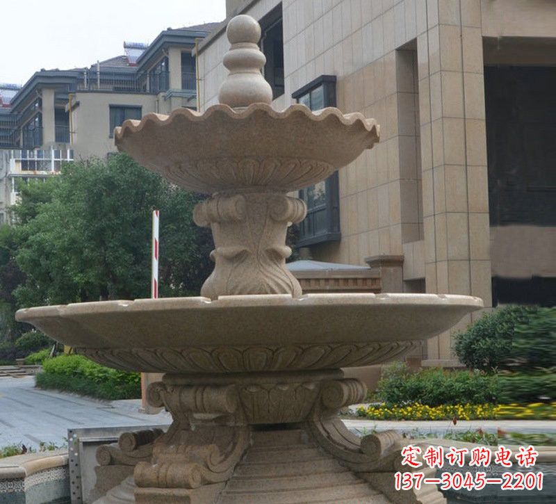 广州简约双层大理石喷泉雕塑