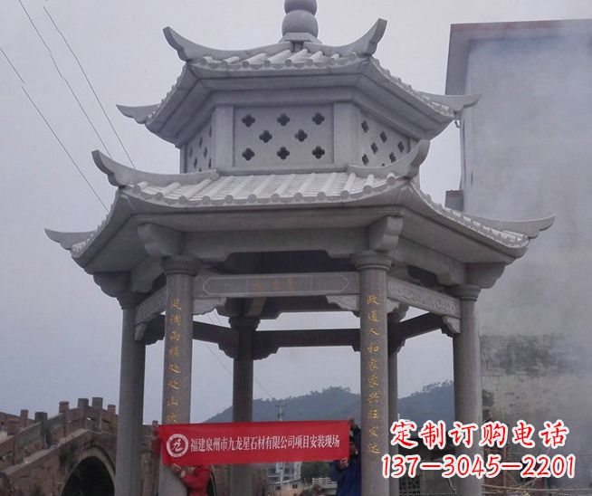 广州大理石双层石雕凉亭——独特的艺术结晶