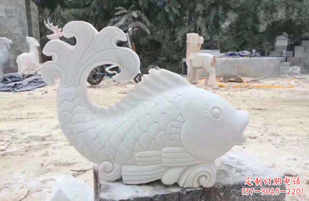 广州大理石鱼喷泉雕塑装置