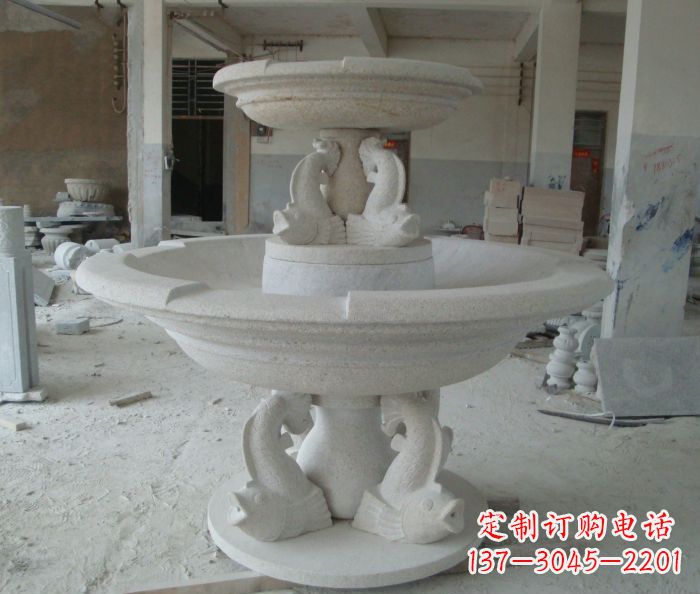 广州高端大理石双层喷泉雕塑