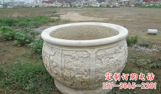 广州大理石鸳鸯花盆雕塑
