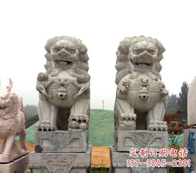 广州传统大理石狮子雕塑