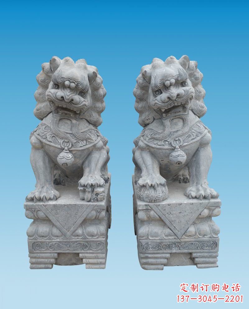 广州精致雕刻的大理石狮子雕塑