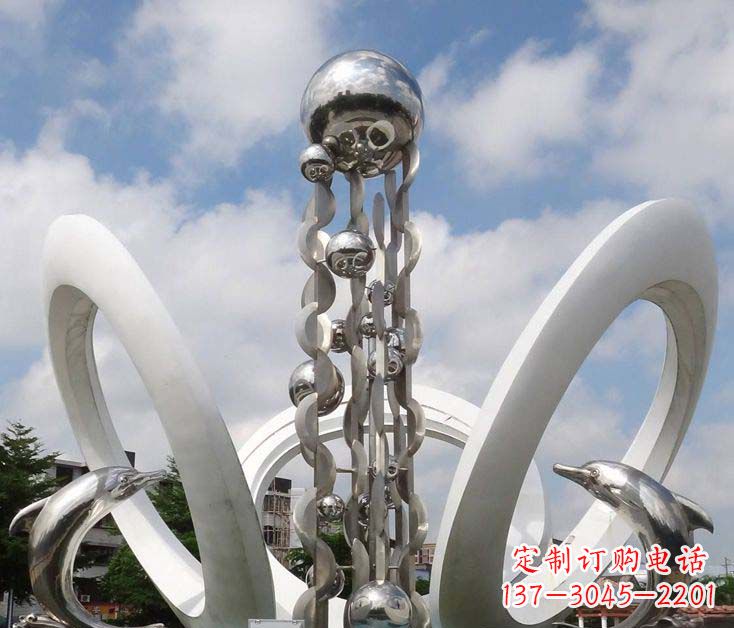 广州精致不锈钢海豚雕塑