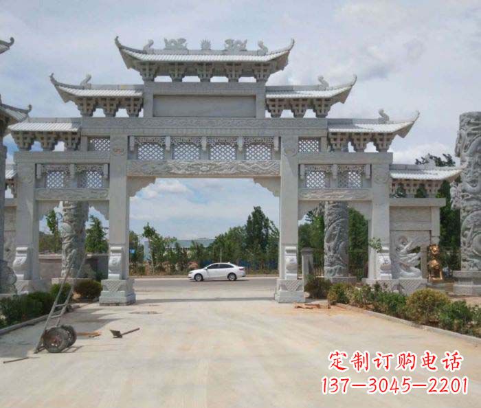 广州精美大型村口牌坊石雕