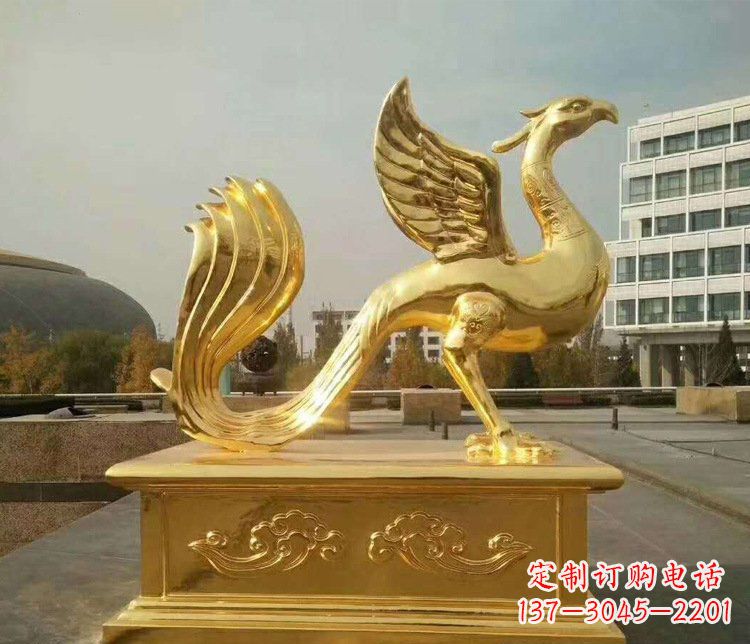 广州大型凤凰动物铜雕塑