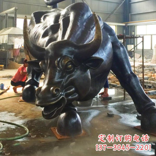广州大型铸铜华尔街牛动物景观雕塑