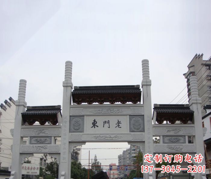 广州精美三门石牌坊雕塑