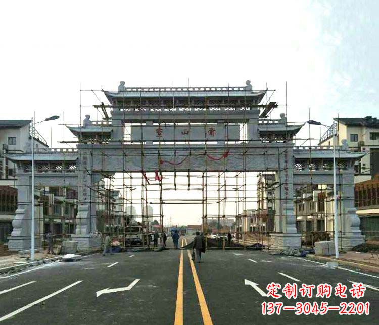 广州道路三门石牌坊石雕