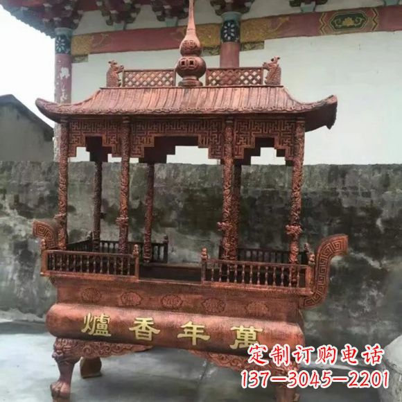 广州雕刻蝙蝠铜香炉