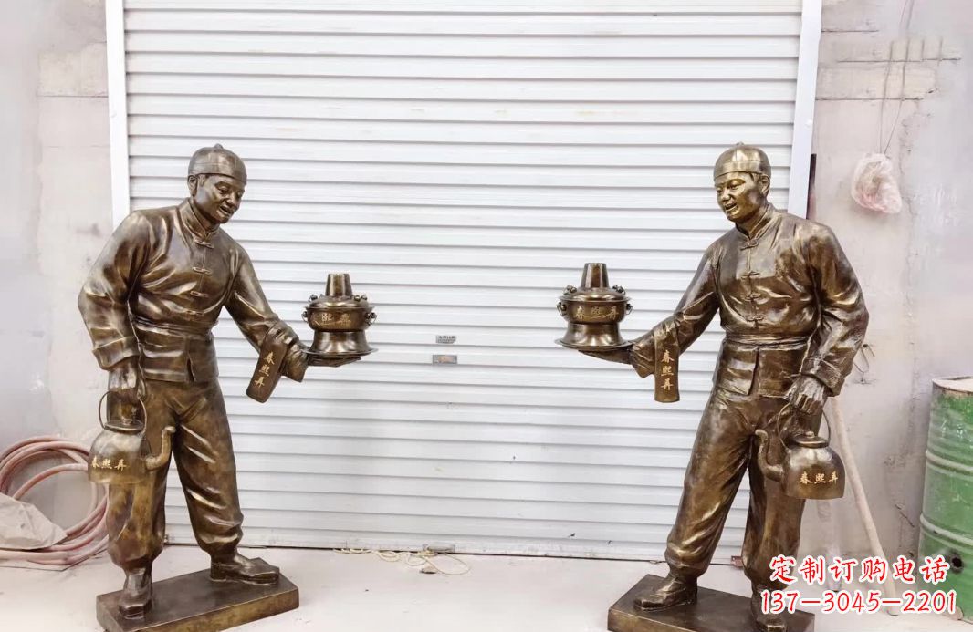 广州端茶店小二铜雕塑