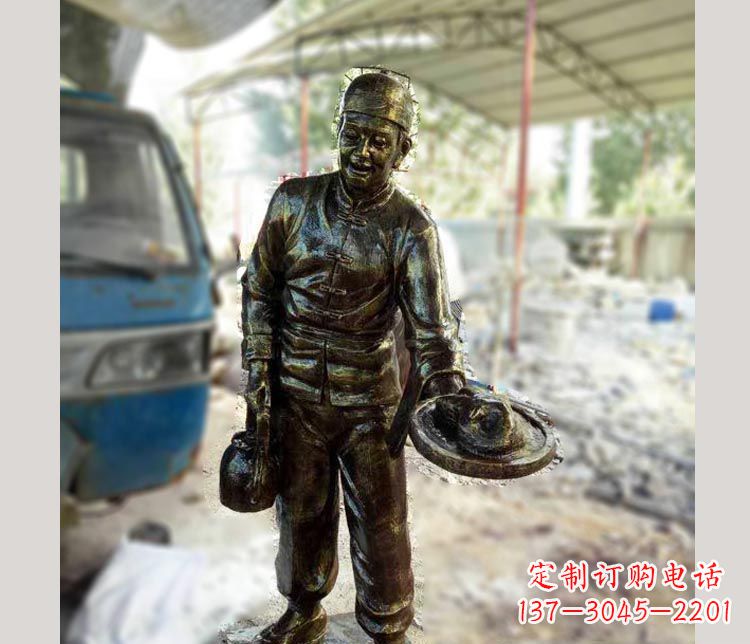 广州中领雕塑定制铜雕店小二雕塑