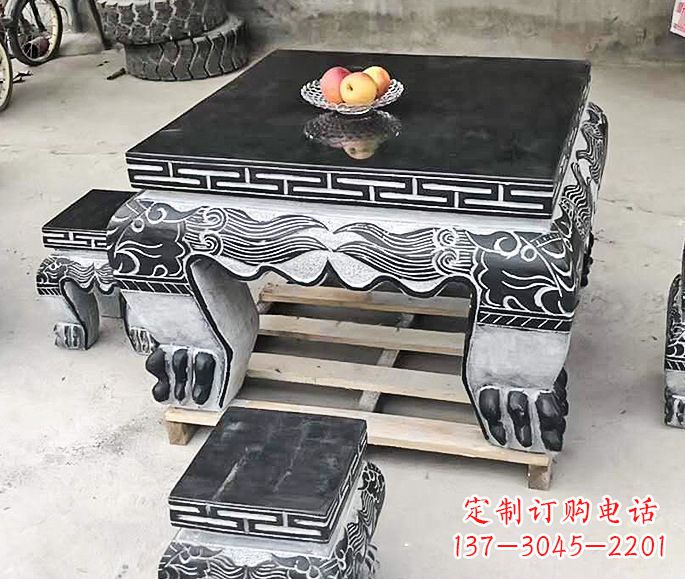 广州中领雕塑方形仿古石桌凳