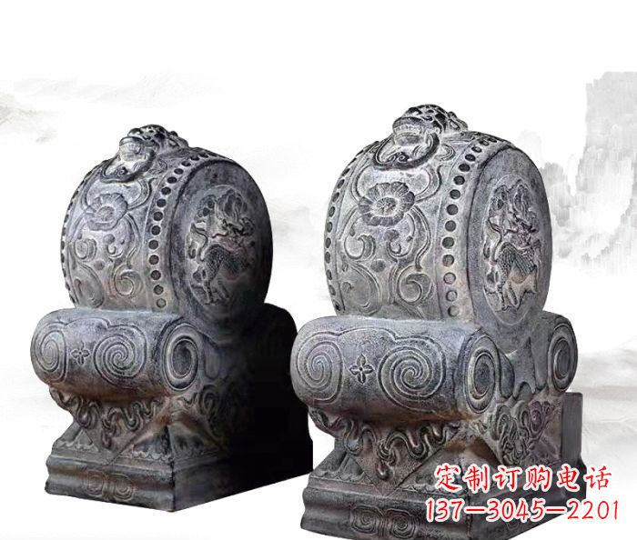 广州仿古抱鼓石门墩雕塑