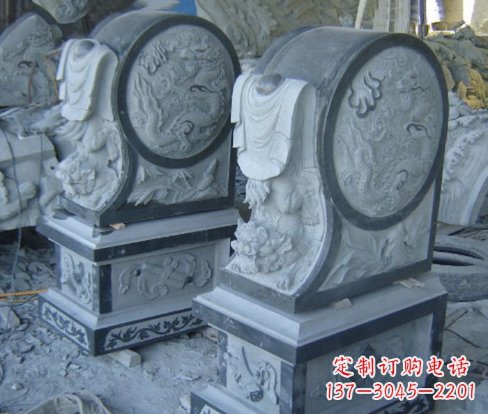 广州仿古石门墩招财抱鼓石雕塑