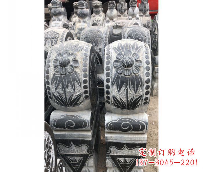 广州仿古石门墩镇宅抱鼓石雕塑