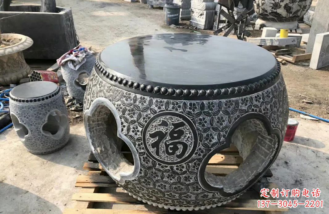 广州中领雕塑 | 精美仿古石桌凳雕塑