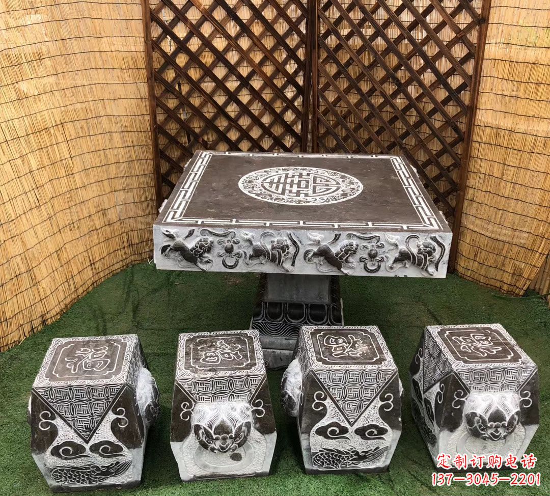 广州仿古石桌凳公园景观石雕