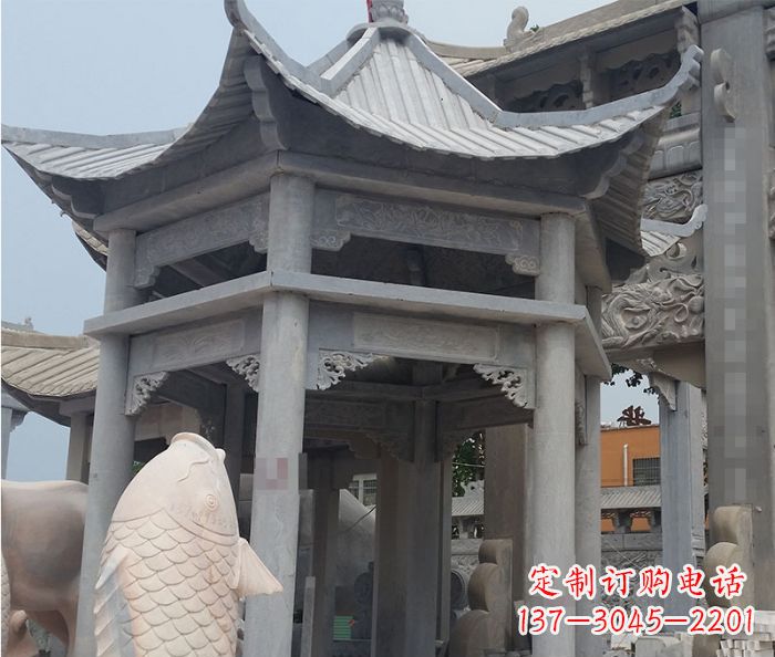 广州精美仿古双层石雕凉亭