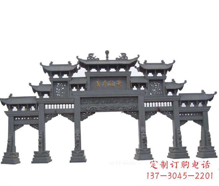 广州仿古五门牌坊石雕