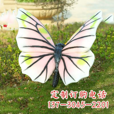 广州浅粉白色仿真蝴蝶雕塑