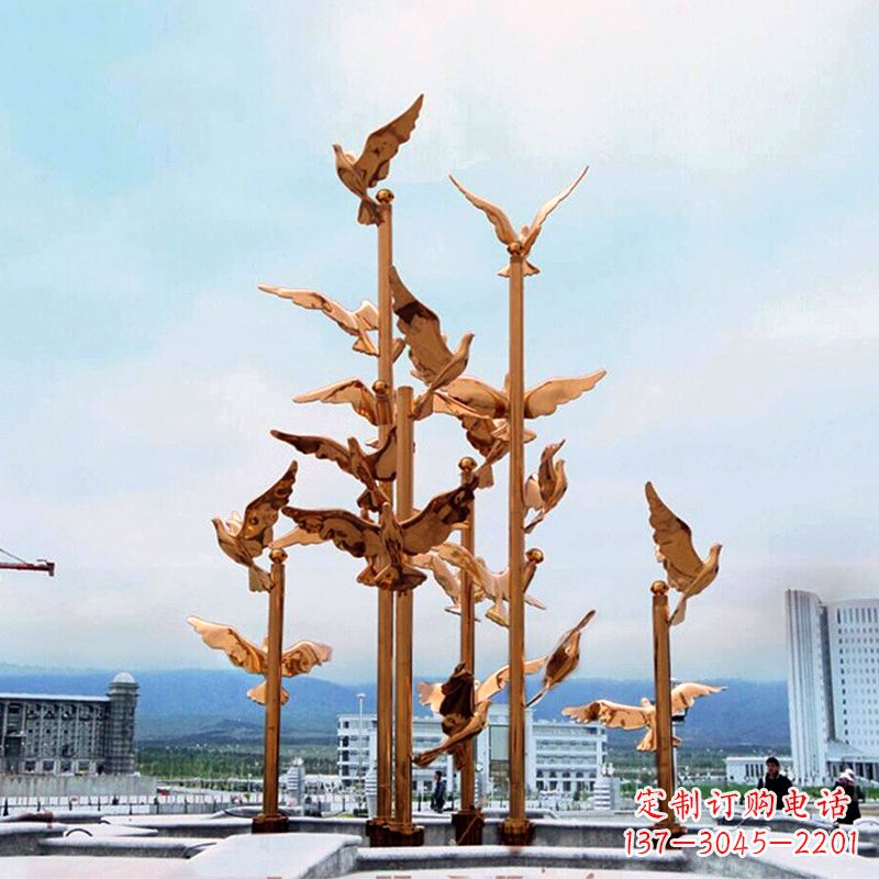 广州中领雕塑传承祥和和平的和平鸽雕塑