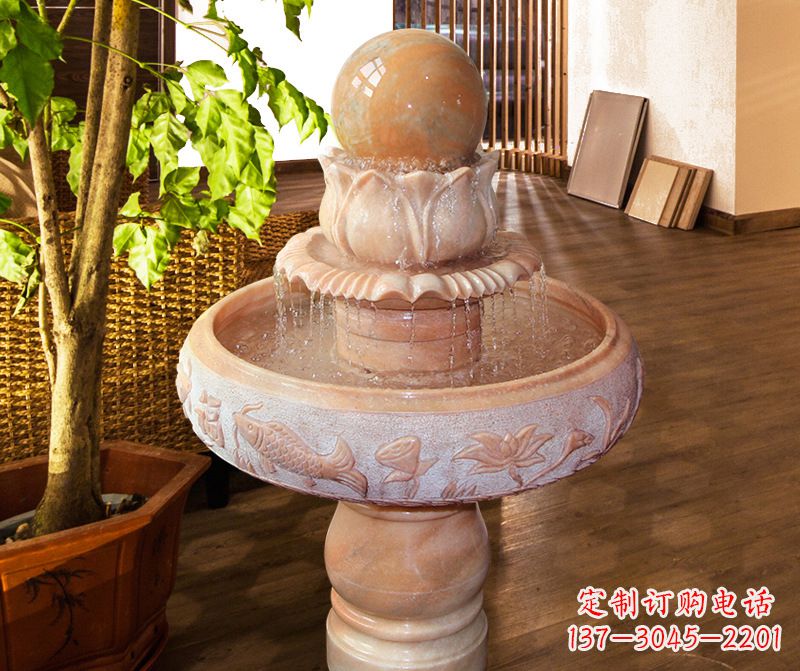 广州浑然天成的风水球石雕