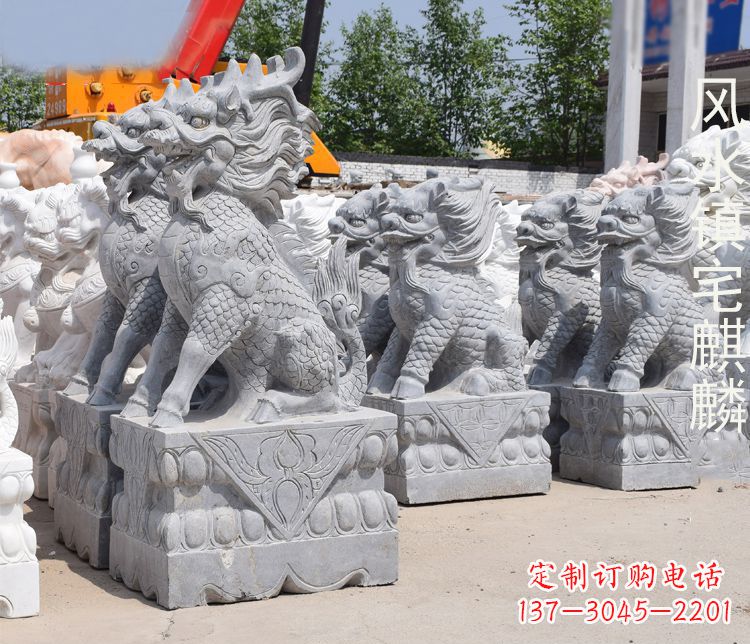 广州精雕细琢的麒麟石雕